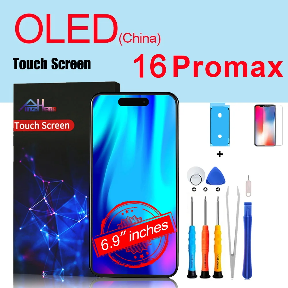 PINZHENG Hochwertiger OLED-Bildschirm für iPhone 16 Pro Max LCD-Display für iPhone 16E 16 Pro 16 Plus Incell LCD-Ersatz