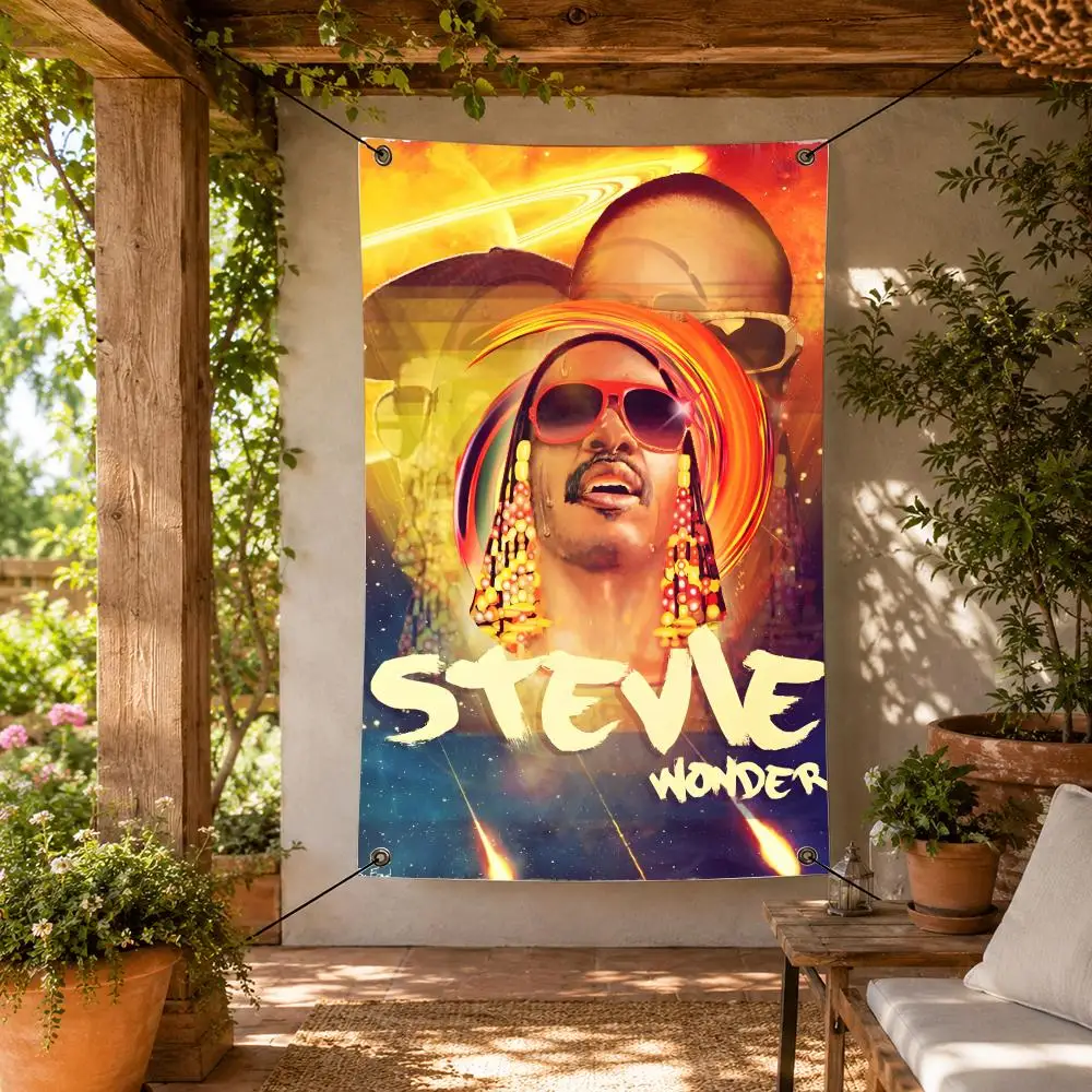 Singer S-Stevie Wonder Flags Decorative Flag Banner for Indoor Outdoor Wall Garden Yard Porch Patio Home Party Decor