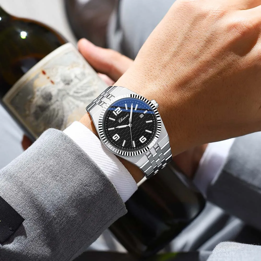 CHENXI الفاخرة زوجين كوارتز ساعة الفولاذ المقاوم للصدأ مقاوم للماء مضيئة تاريخ ساعة للرجل المرأة الساعات الذكور على مدار الساعة