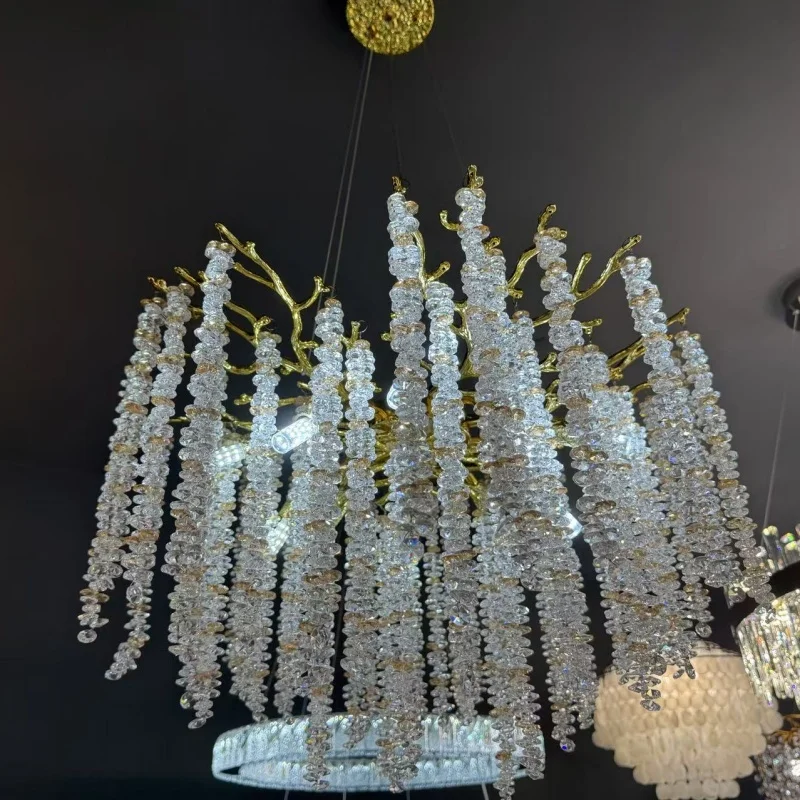 Moderno luxo ramo teto lustre de cristal ouro para o quarto sala estar jantar ramos redondos lampara lâmpadas para o quarto