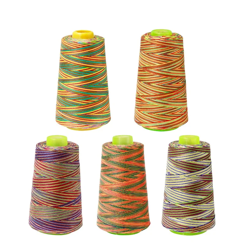 1Pcs 3000 Yards Colorful Rainbow Line 20S/3 High Speed Polyester Sewing Thread Type Manual Thread Clothing Accessories