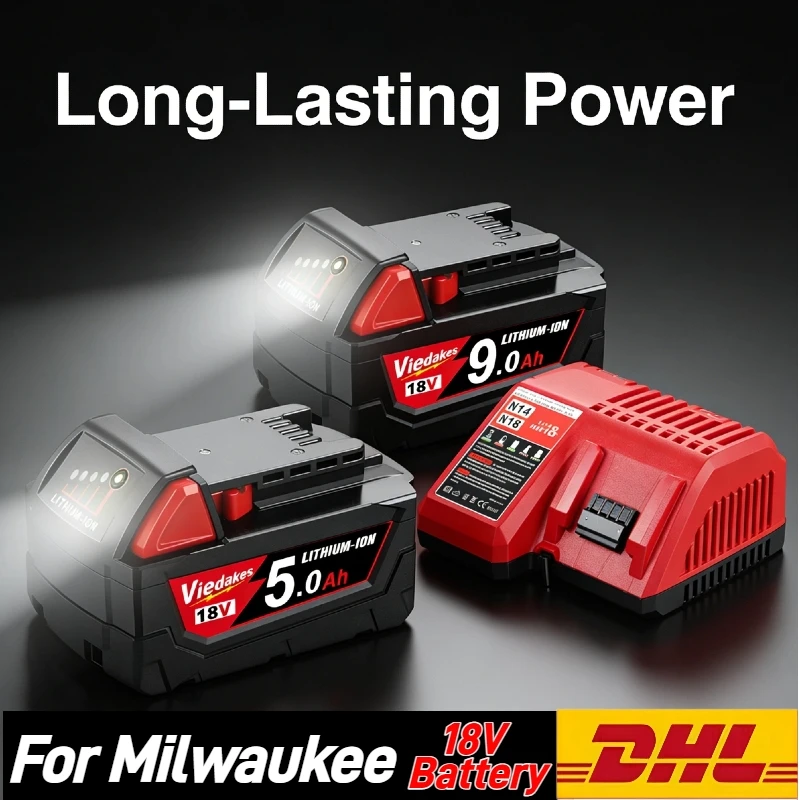 

Сменный литий-ионный аккумулятор 18650 для Milwaukee M18 18В, аналог для аккумуляторов Milwaukee 18В 48-11-1860, 48-11-1850, 48-11-1840, для электроинструментов