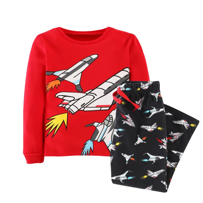   Jumping Meters Hot Selling Sleepwear Pyjamas Boys Girls Clothing Sets Animals Print Autumn Winter Kids Outfits Suit