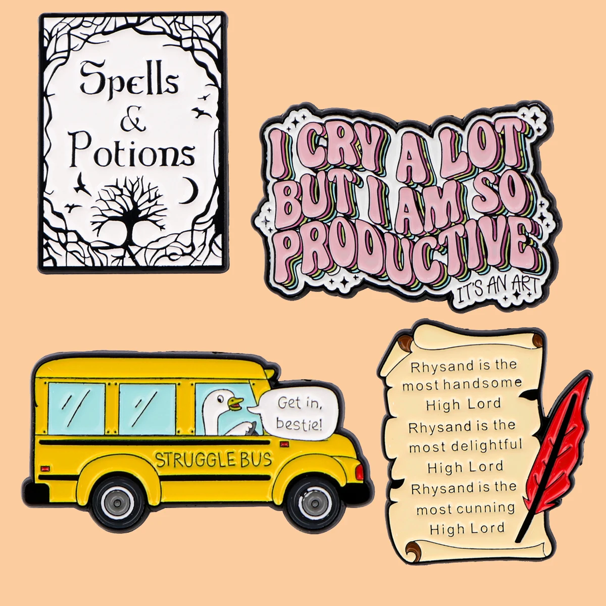 

Bus Witch Cartoon Quote Enamel Pins Lapel Pins Badge On Backpack Costume Accessories Fashion Jewelry Friends Gifts