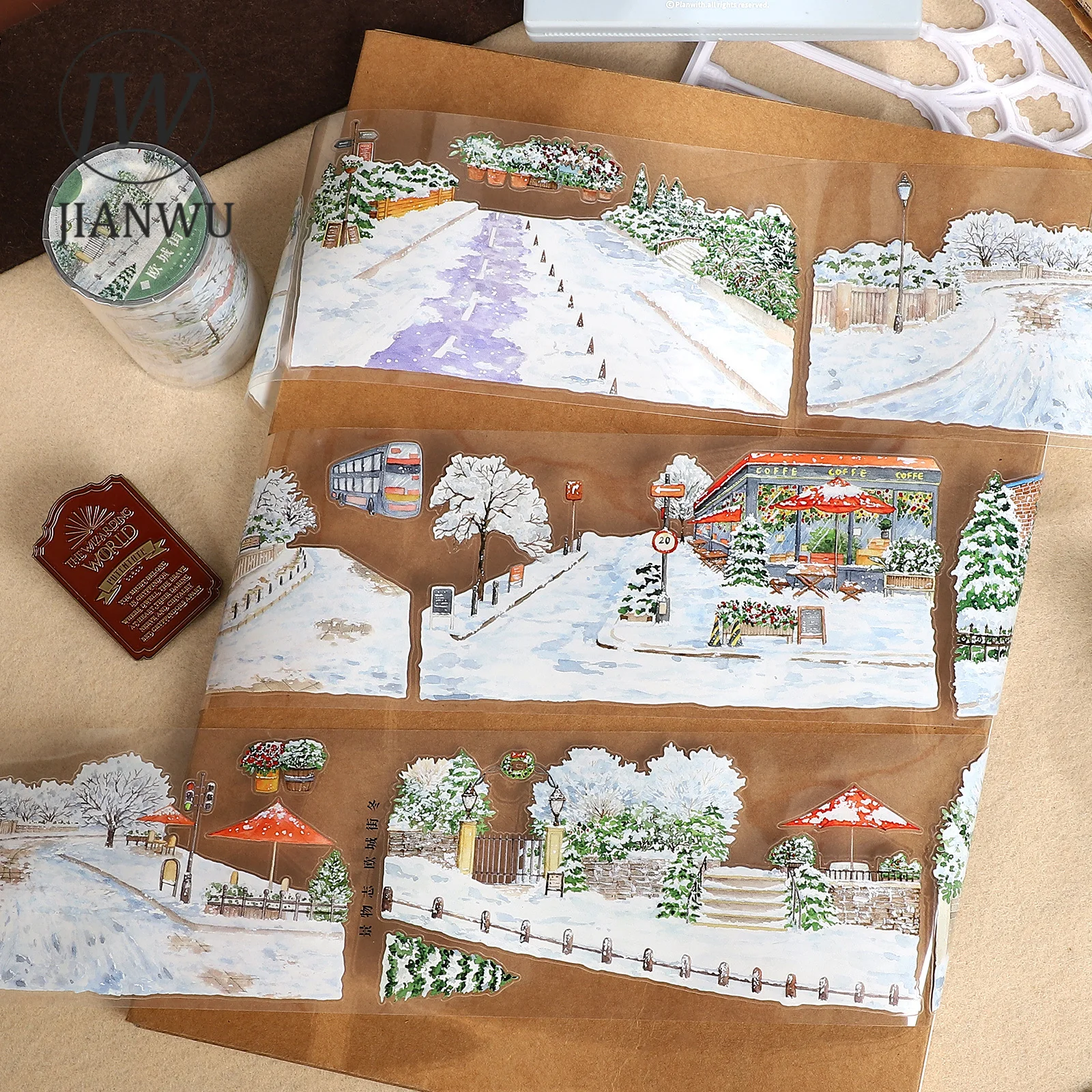 

JIANWU 70 мм * 5 м винтажная зимняя снежная город уличный пейзажный материал коллаж ПЭТ лента креативный DIY журнал канцелярские принадлежности