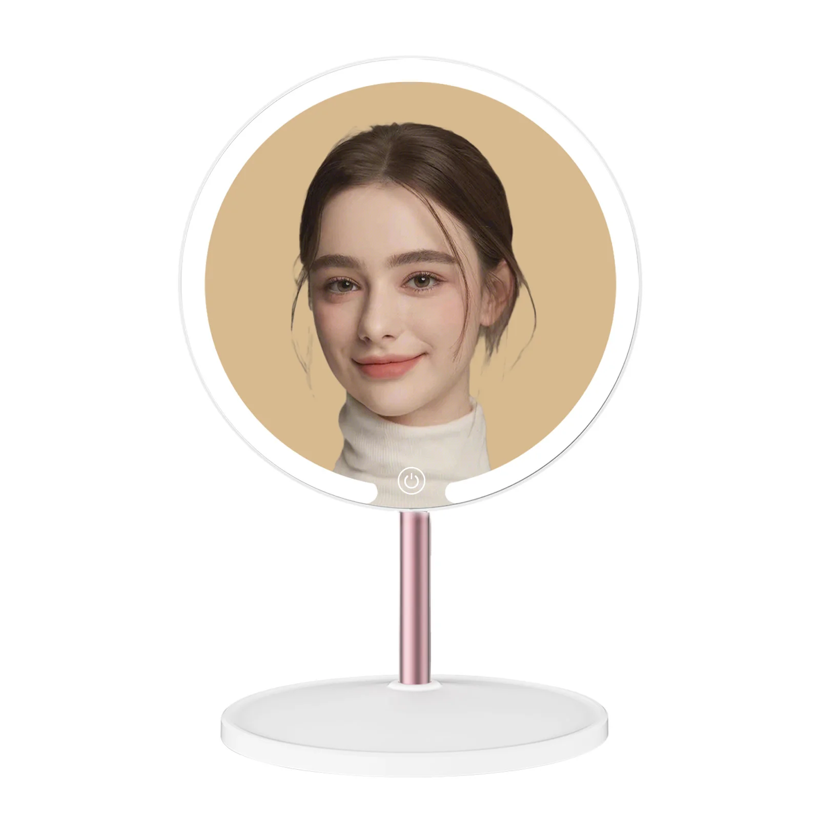 Novo espelho de maquiagem recarregável portátil 3 cores led luz espelho de maquiagem usb recarregável 2-em-1 desktop espelho de beleza
