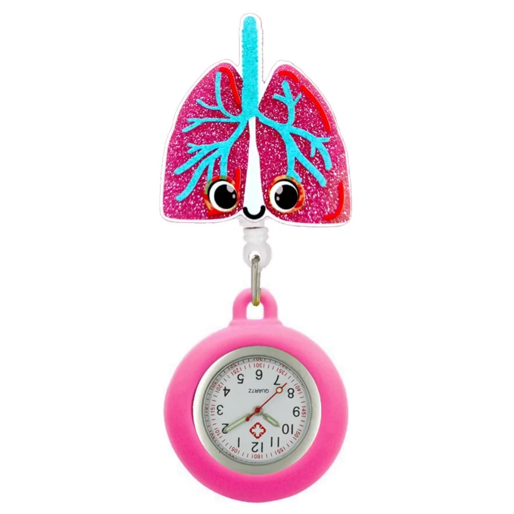 Clock Retractable Retractable Pocket Watch Clip-On Multi-functional Nurse Watch Cartoon Glitter Silicone Badge Reel Students