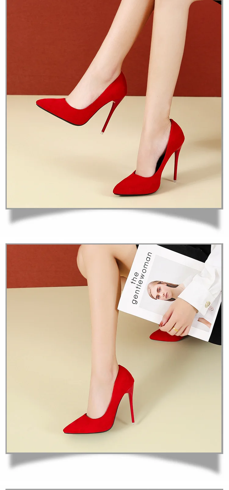 High Heel Slim Heel Spitze Einzelschuhe Damen Professionelle Arbeitsschuhe Wildleder High Heel Schuhe Damen Bürokleid Stilettos – Detail 11