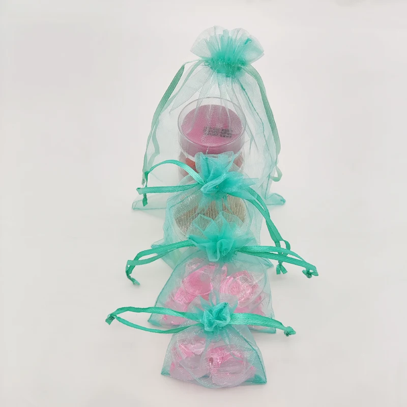 

100pcs Aqua Green Organza Pouch Bag Organza Gift Bags Drawstring Pouch Gift Bag for Jewelry Storage Packing Sachet Wedding Bags