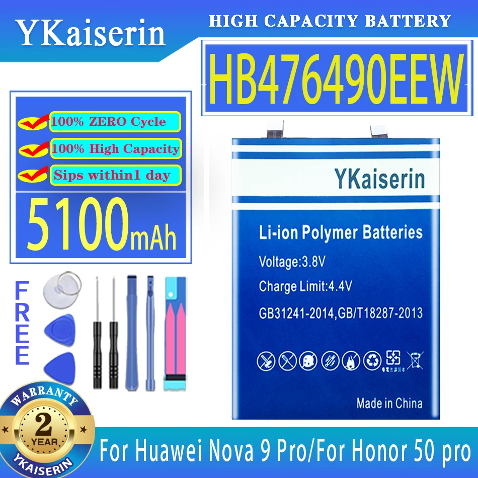 

YKaiserin 5100mAh Replacement Battery HB476490EEW For Huawei Nova 9 Pro 9Pro for Honor 50 pro 50pro Batteries