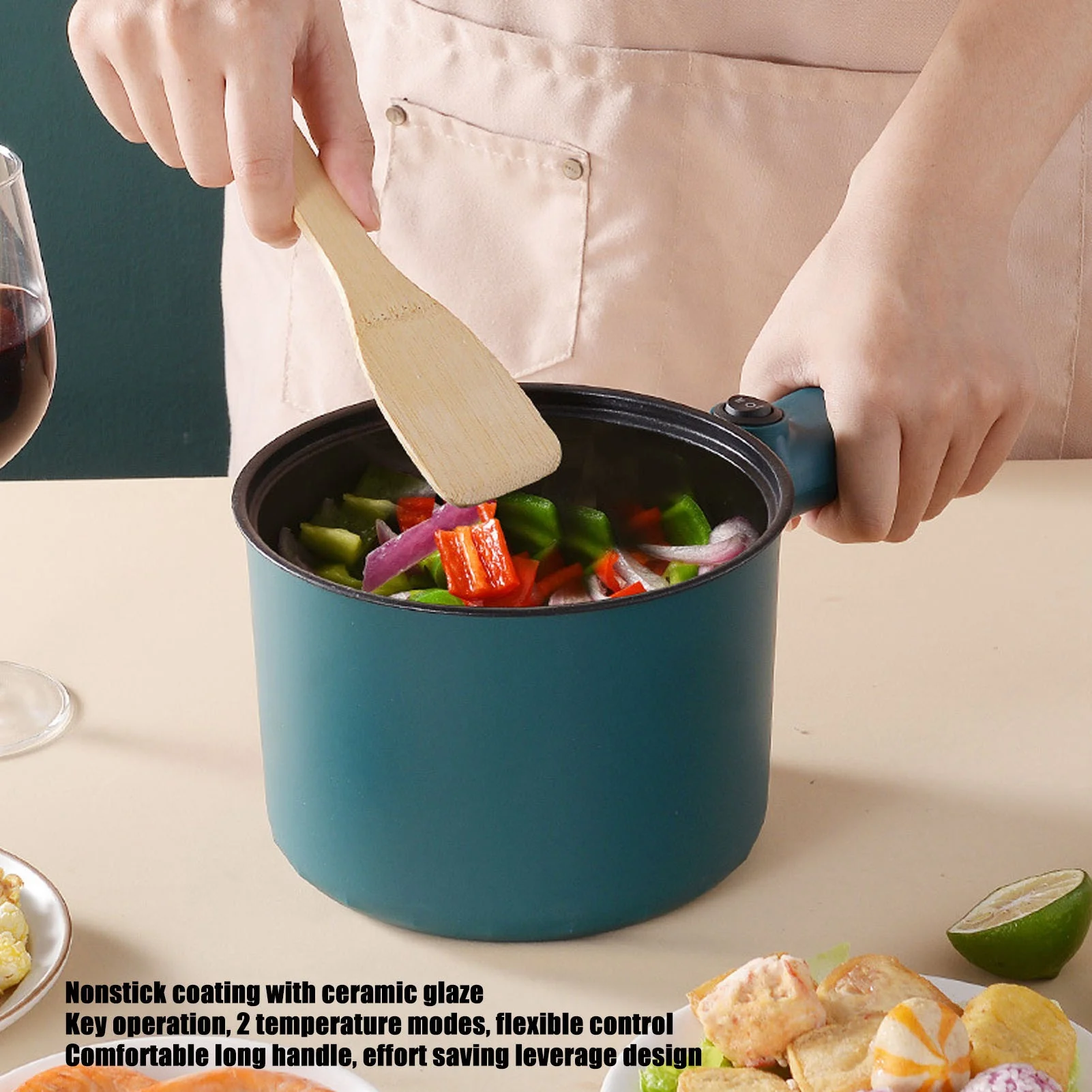 

Electric Pot Green 1.8L Large Capacity Non Stick Multifunctional Mini Electric Hot Pot for Dormitory