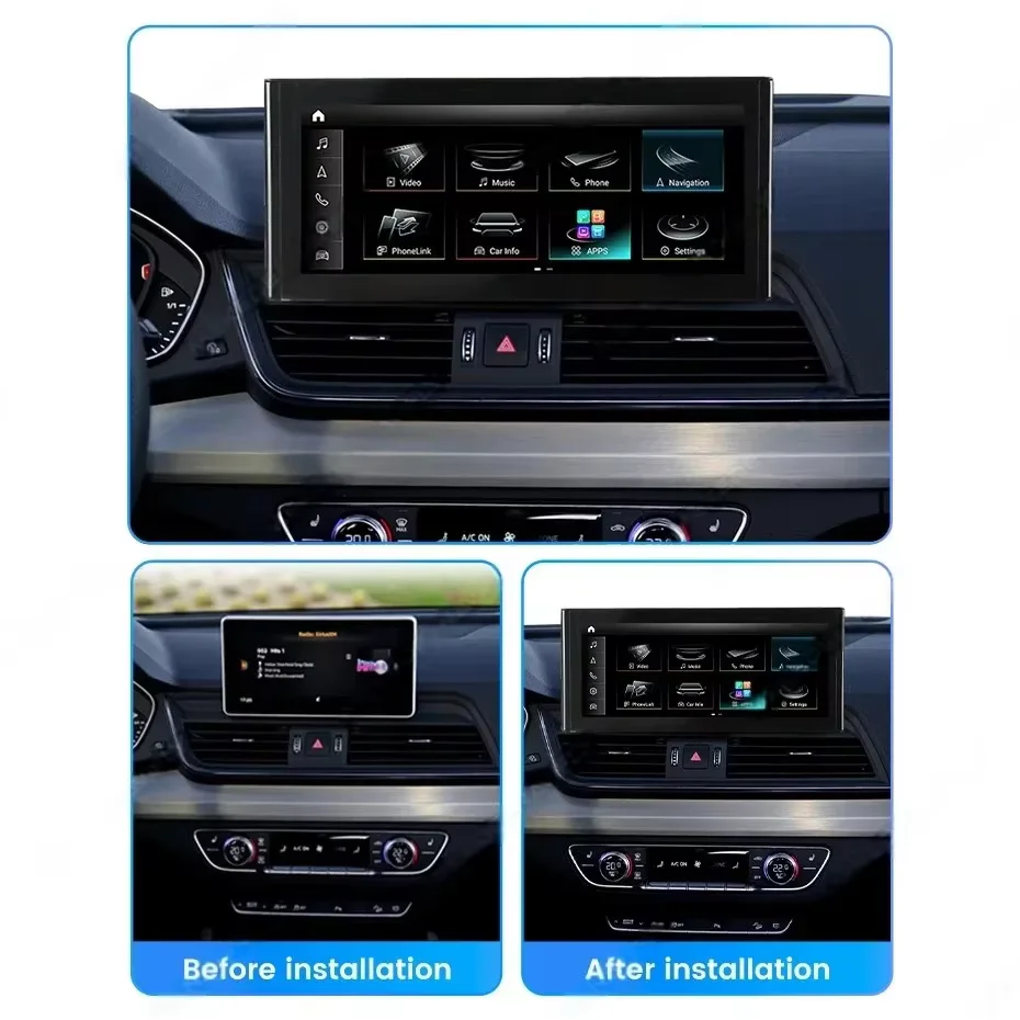 10.25â€œ Android 14 For Audi Q5 Q5L FY 2018-2022 Car GPS Navi Radio Multimedia Wireless CarPlay WiFi  Audio System Navigation DSP