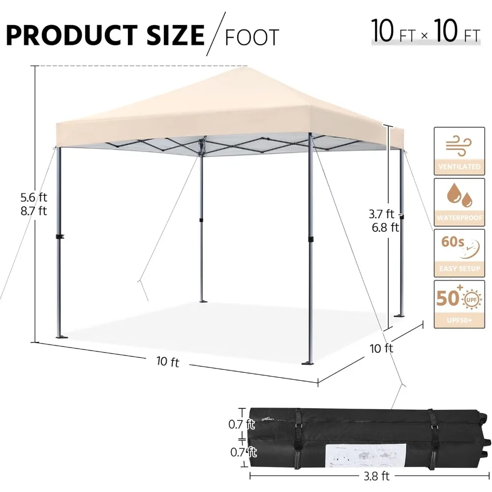 Всплывающая палатка с навесом быстрого приготовления 10x10 для 1 человека, портативная уличная коммерческая беседка с простым настройством, мгновенное укрытие с кнопкой