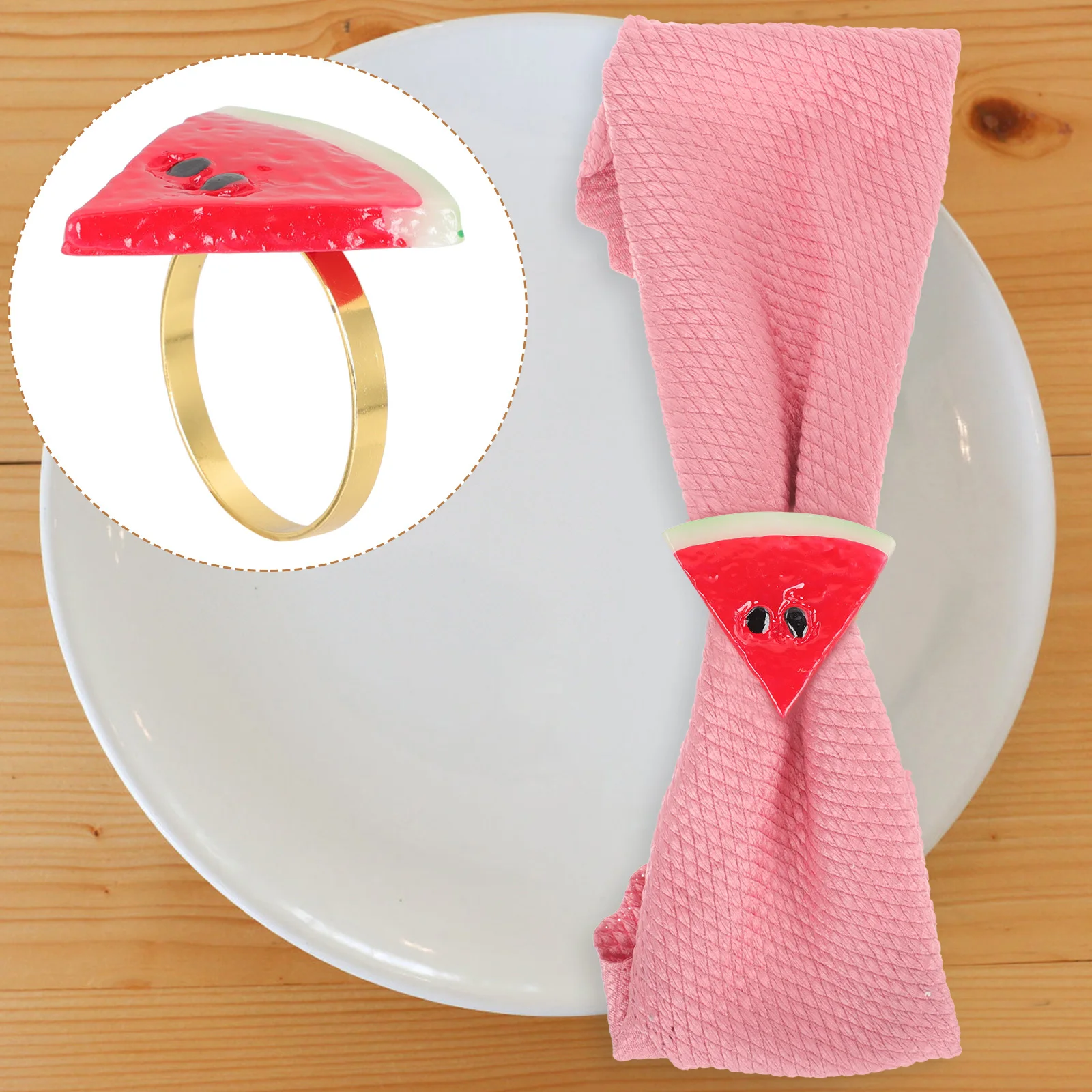 

8 Pcs Watermelon Napkin Buckle Fruit Shaped Holder Table Summer Decorations Clasps Party Favors