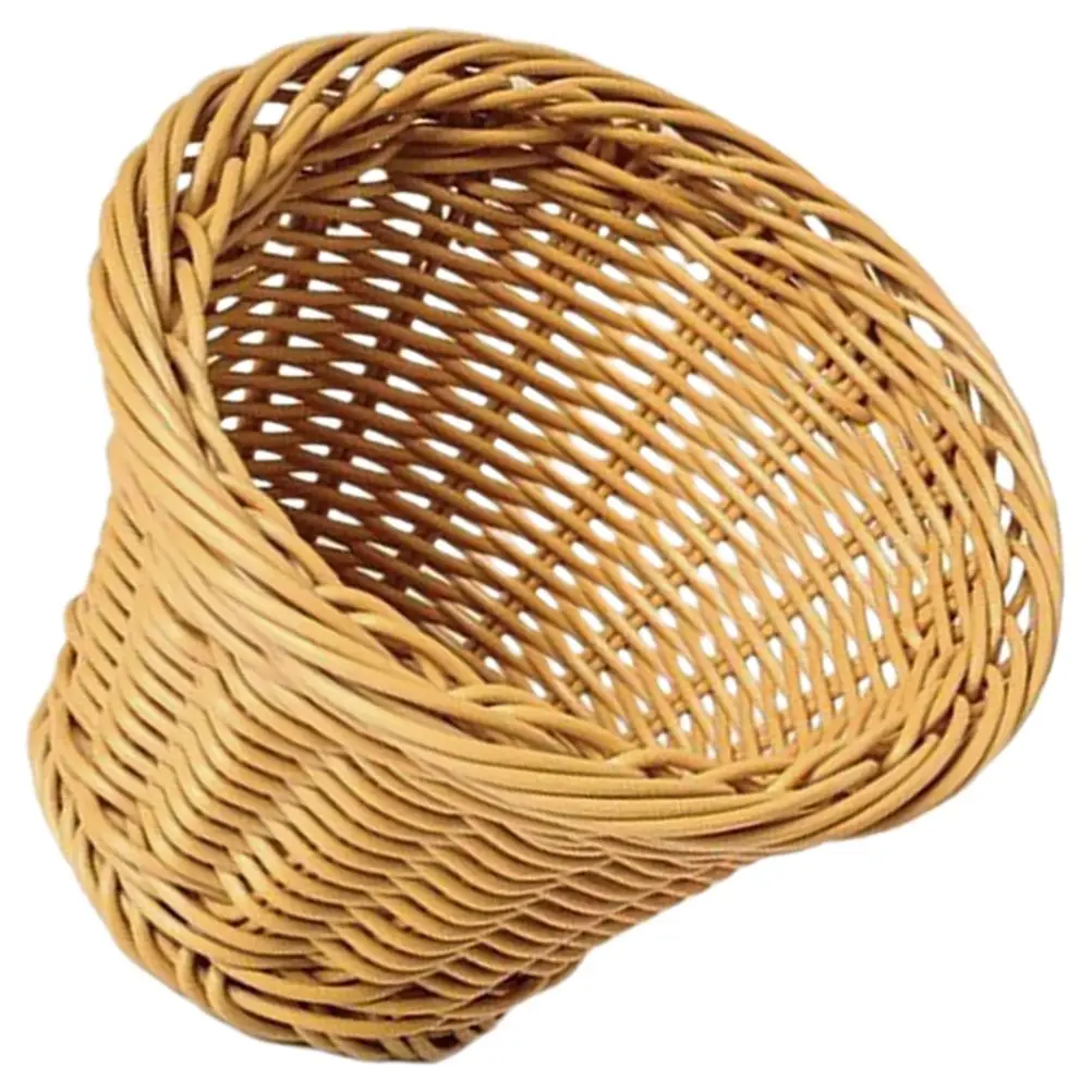 

Rattan Storage Basket Woven Tabletop Bread Fruit Creative H made Baskets Lightweight Strong Safe Natural Color Texture