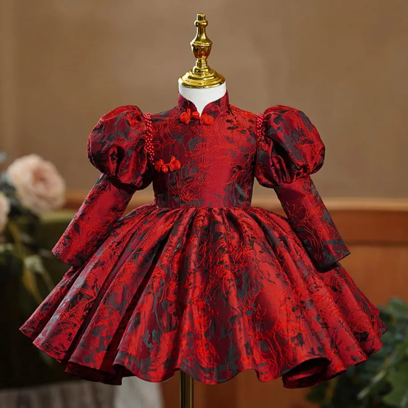 High-End Flower Girls Ball Gown Kids Performance Clothes Birthday Baptism Party Wedding Formal Prom Dress For Easter Eid A2095