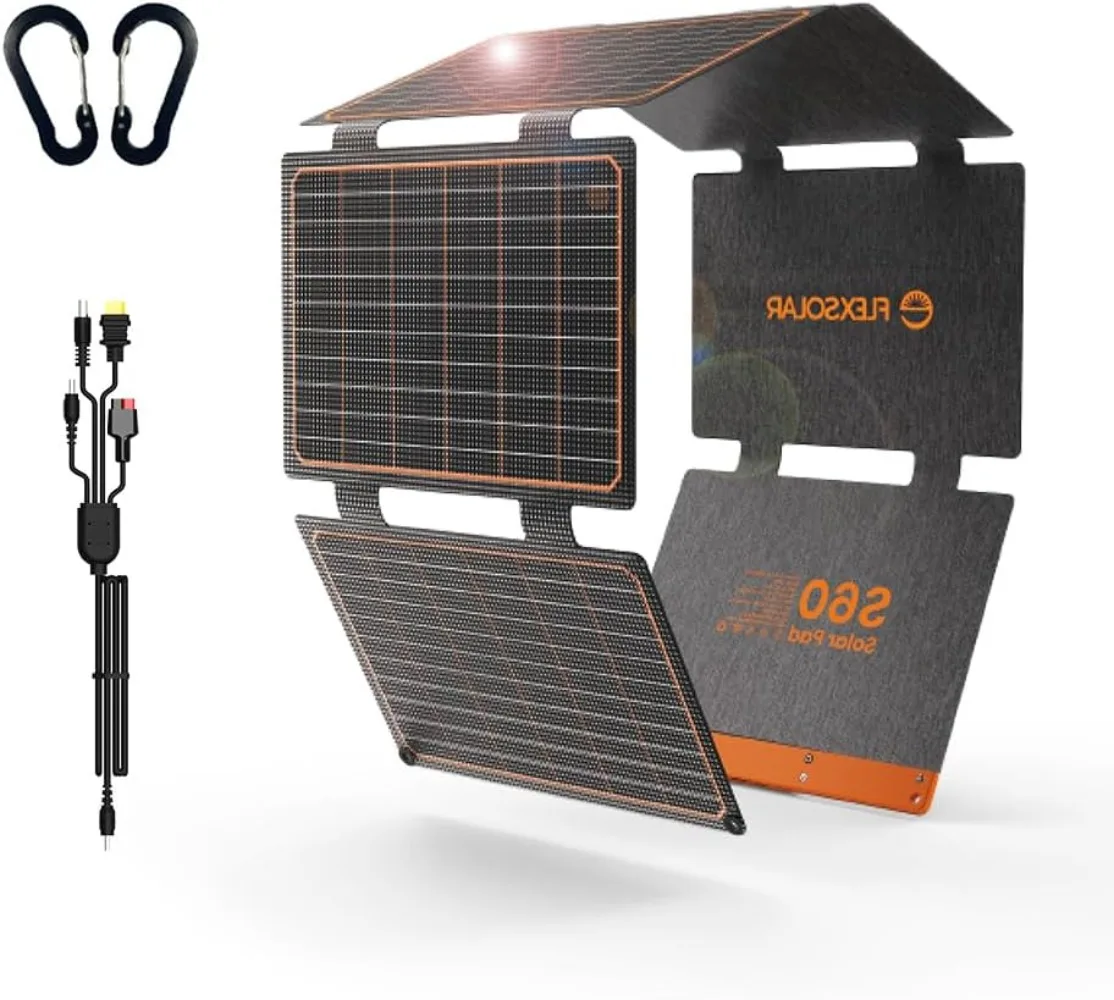 60W Portable Solar Panels Chargers DC Outputs Foldable IP67 Waterproof Power Emergency Camping for Small Power Station Generator