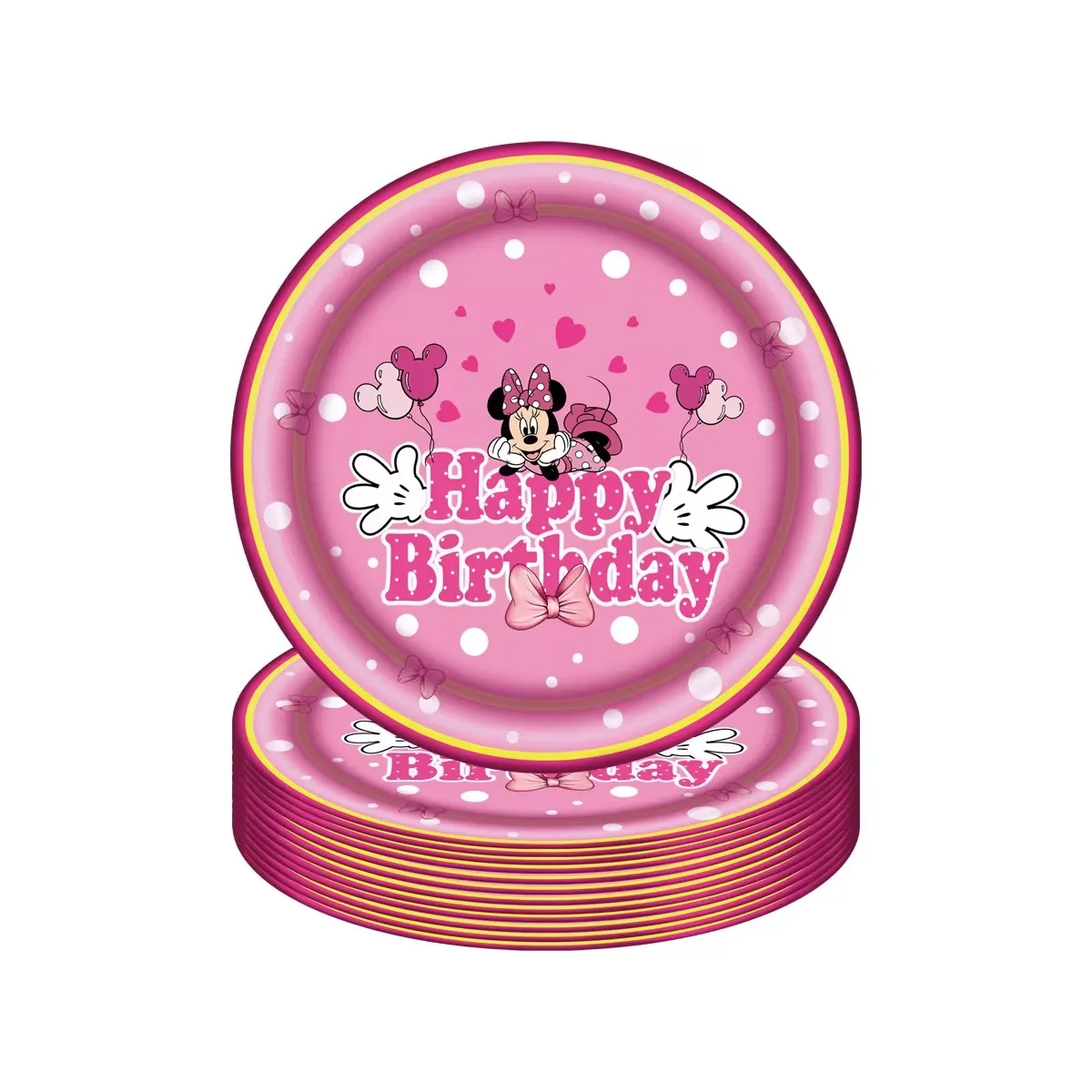 Minnie Mouse Kild Baby Shower Articoli per feste Stoviglie usa e getta Piatto di carta Tazza Tovagliolo Palloncini per decorazioni di compleanno per bambini