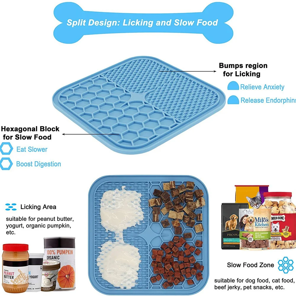 Pet Lick Silicone Mat for Dogs Pet Slow Food Plate Dog Bathing Distraction Silicone Dog Sucker Food Training Dog Feeder Supplies