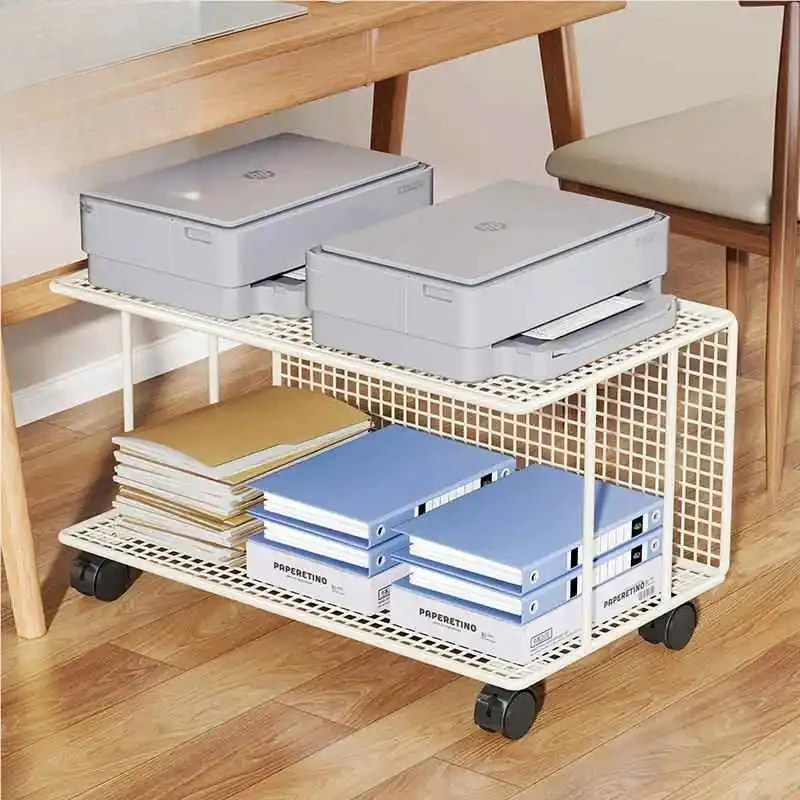 Multi-Layer Printer Stand Office Desktop Host Storage Ra Mobile Metal Bookelf Study Room Organization Tool Positive Rich