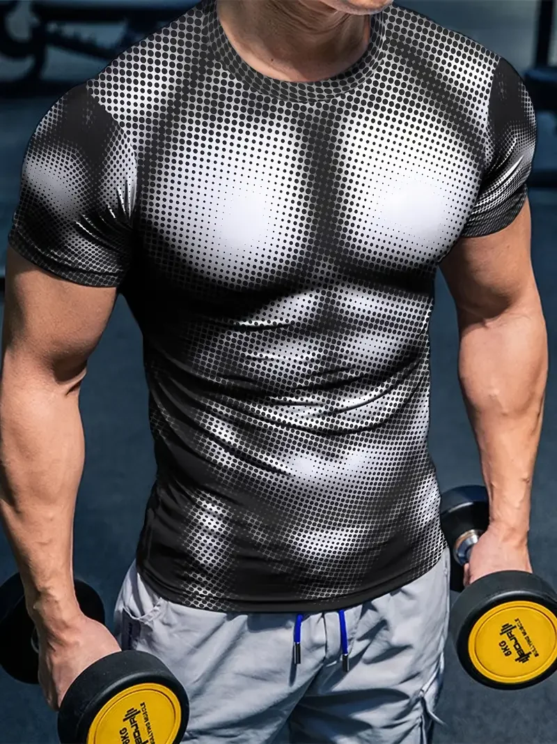 3D Digital Muscular Male Body Pattern Crew Neck And Short Sleeve T-shirt Novel And Stylish Summer Tops For Outdoors Casual Tops image 6