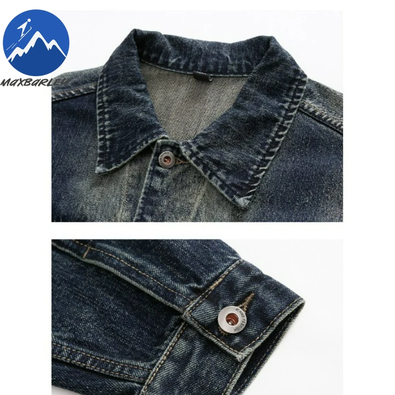 Maxbarley Denim Jacket Men American Street Spring Autumn Trendy Gradient Jackets Premium Man Motorcycle Casual Trend Garment