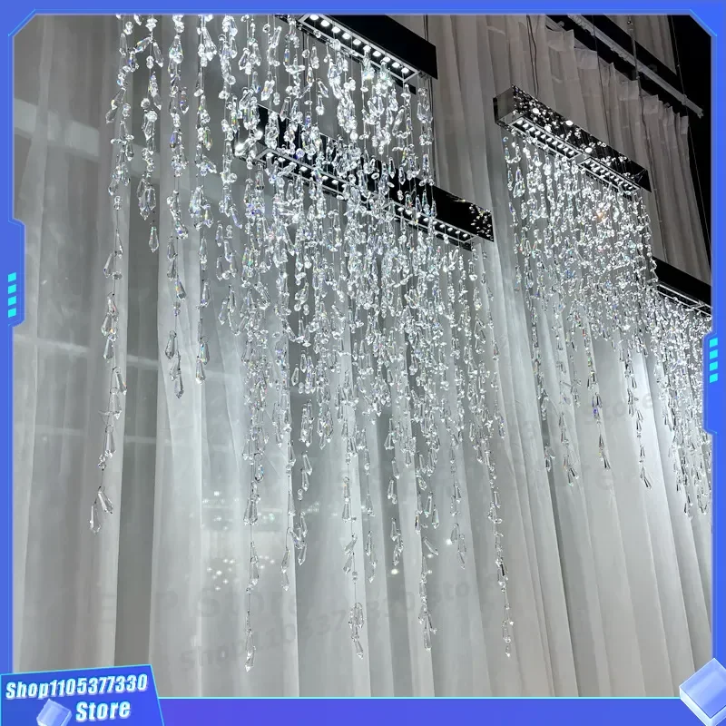 Modern Italian Crystal Chandelier for Dining Room Bar Entrance Partition Simple Designer Restaurant Lighting Fixture Cross