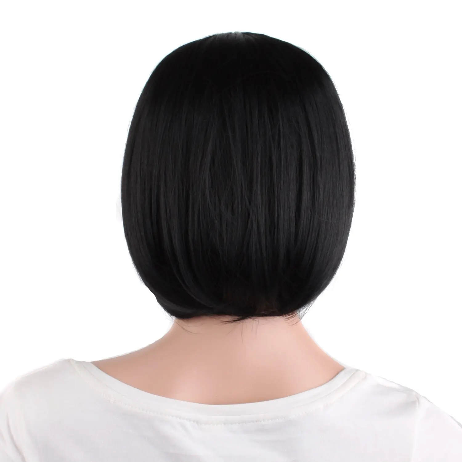 Peluca sintética con flequillo lateral para mujeres negras, corte Bob corto y recto, uso diario, 30 cm/12 pulgadas