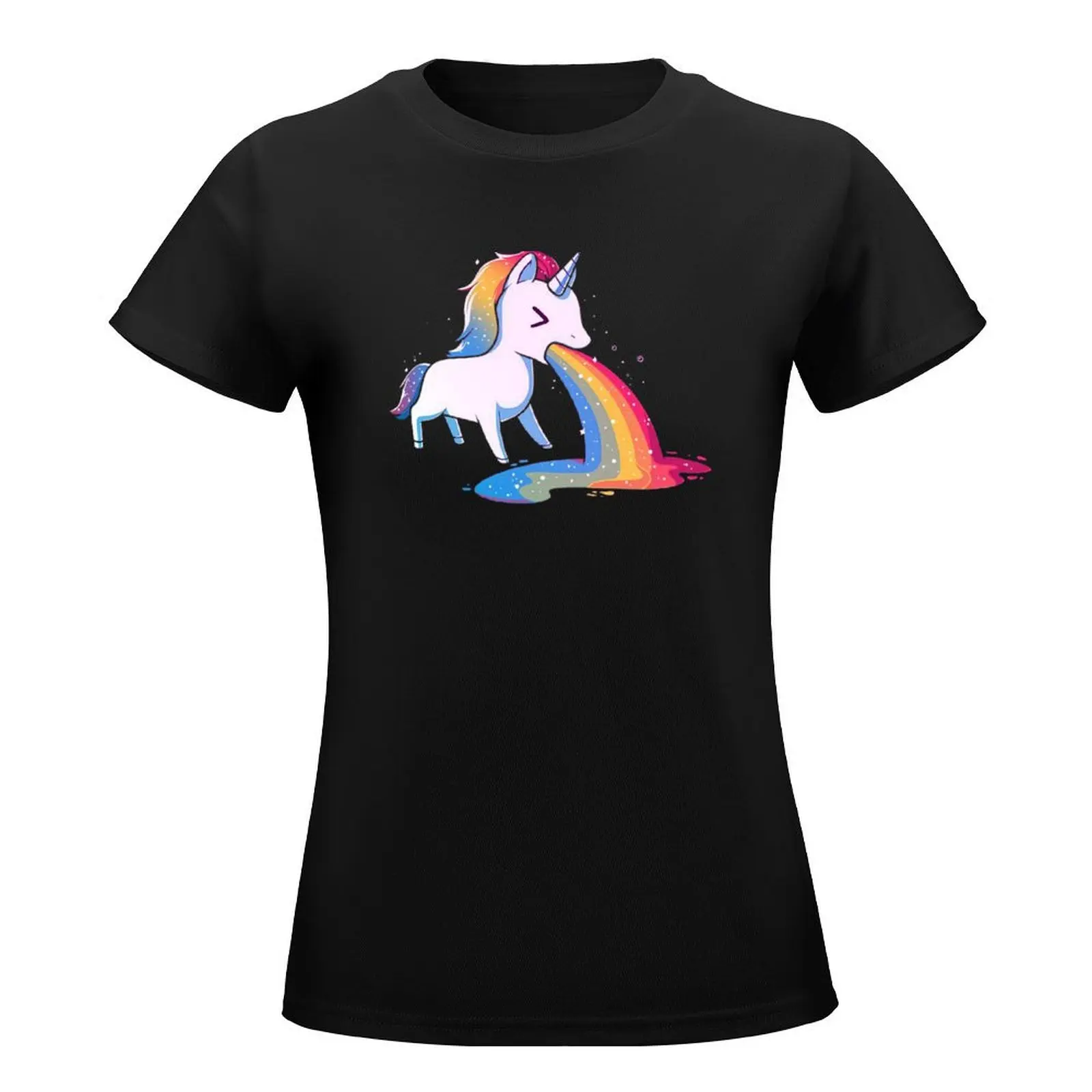 Unicorn Puking Rainbow T-Shirt Short sleeve tee lady clothes Aesthetic clothing anime clothes oversized t shirts for Women