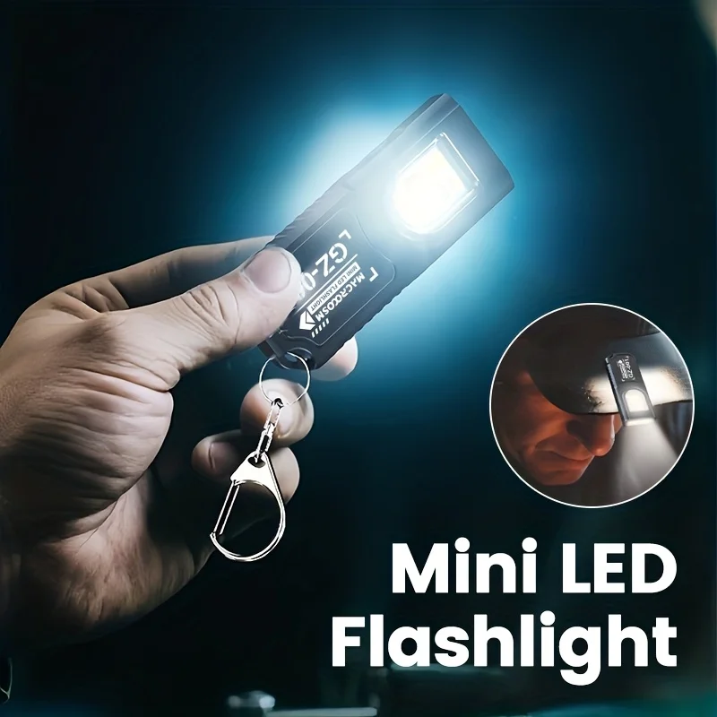 Leistungsstarke Mini COB LED Schlüsselanhänger-Taschenlampe USB-Aufladbar Hängende Arbeitsleuchte Wasserdicht Schlüsselring Camping Wandern Taschenlampe