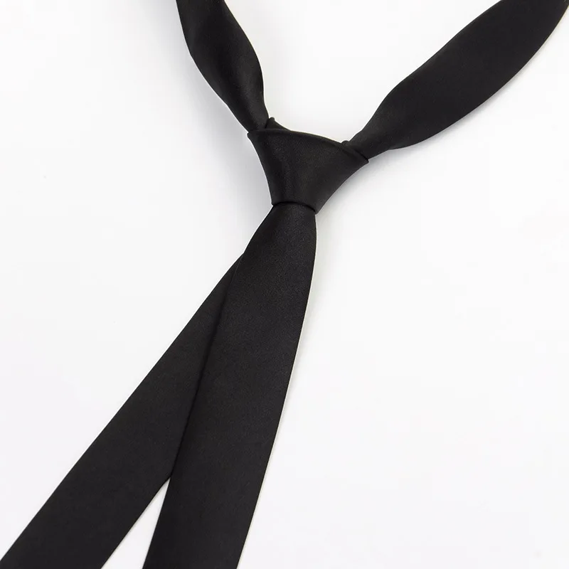 Casual Black Clip Ties For Men Women Student College Security Simple Necktie Doorman Steward Matte Suit Business Skinny Lazy Tie