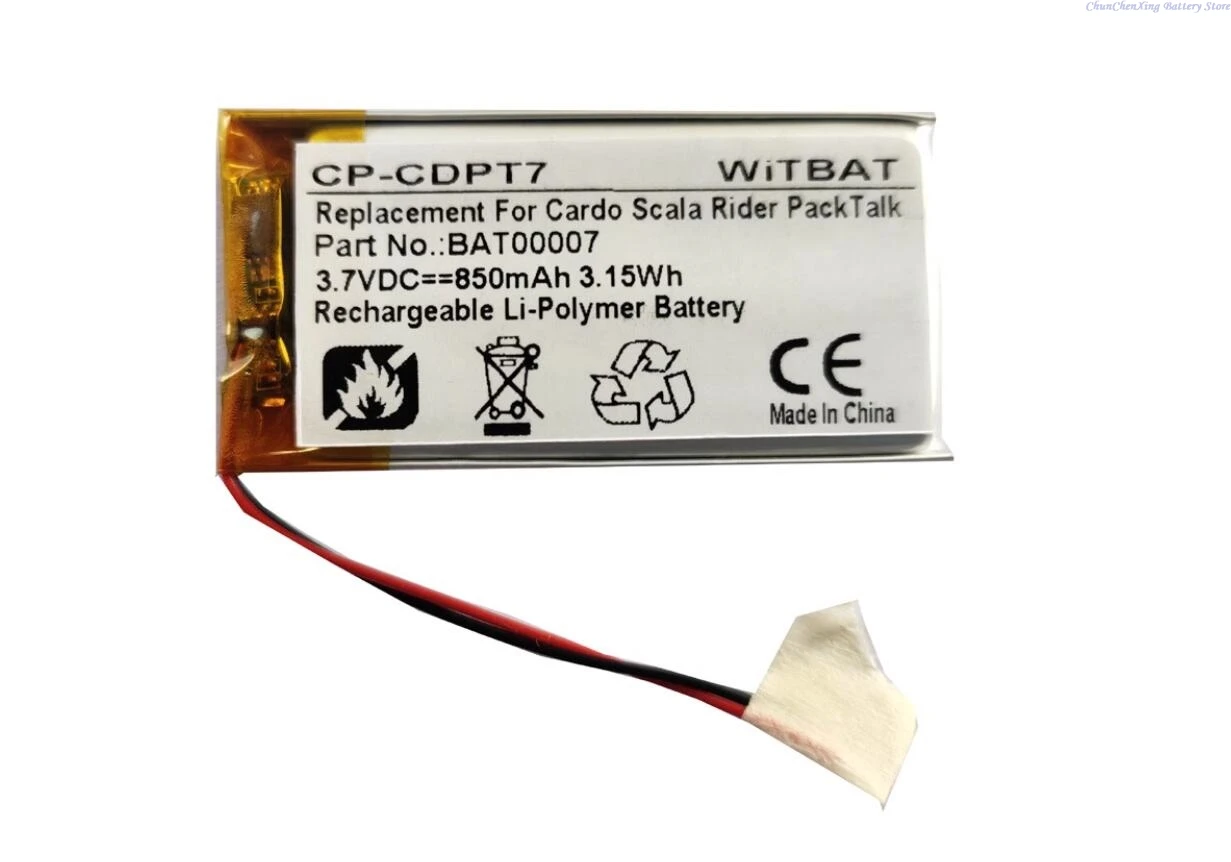 850mAh WirelessHeadset Battery BAT00007 BAT00008 for Cardo Q2,Q2 pro,rider Solo,For Scala Rider Solo,Freecom 2,TeamSet,Freecom 1