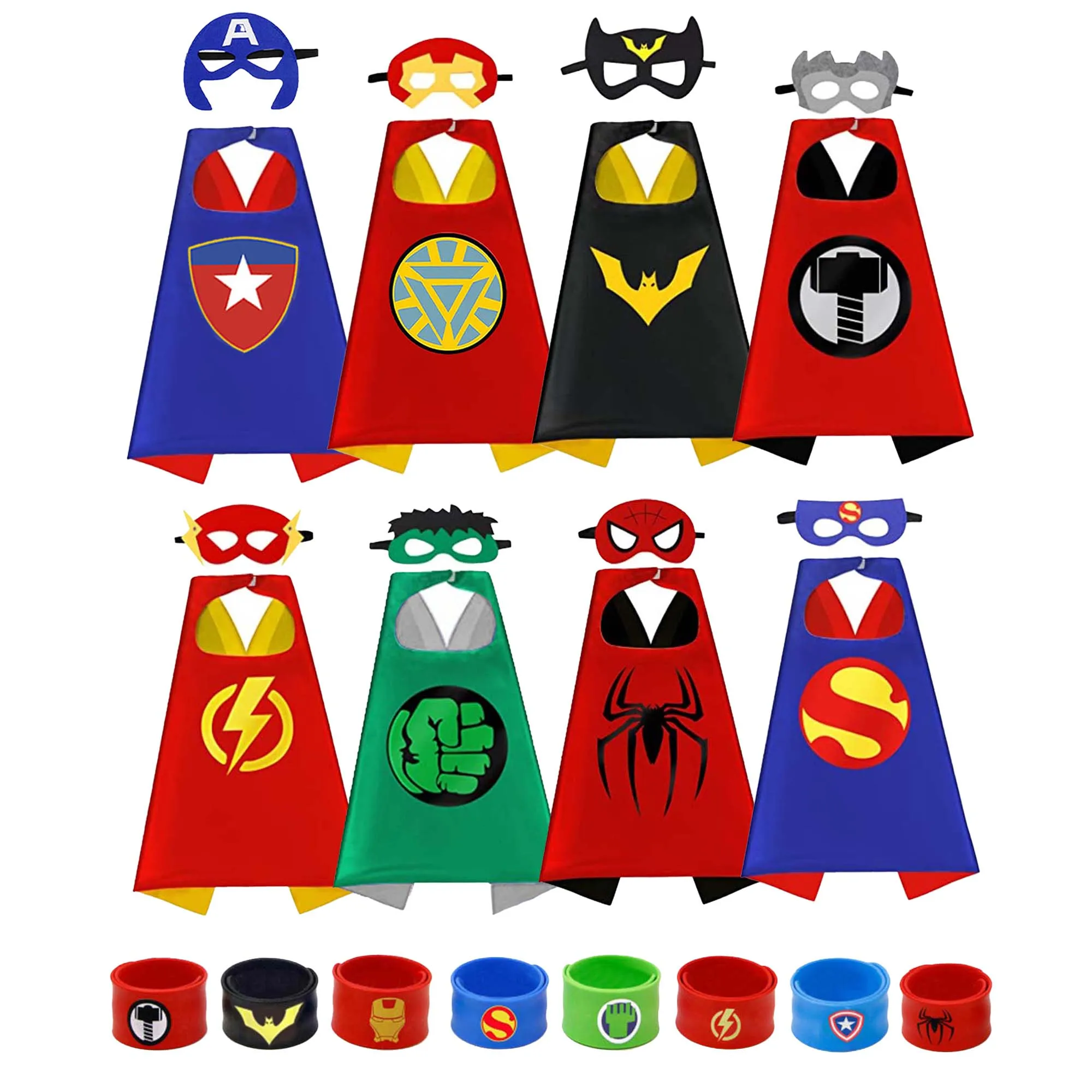 8 sets Superhero Capes for  Cool Halloween Christmas  Costume Cosplay Festival Party Supplies Favors Dress Up for boys girls