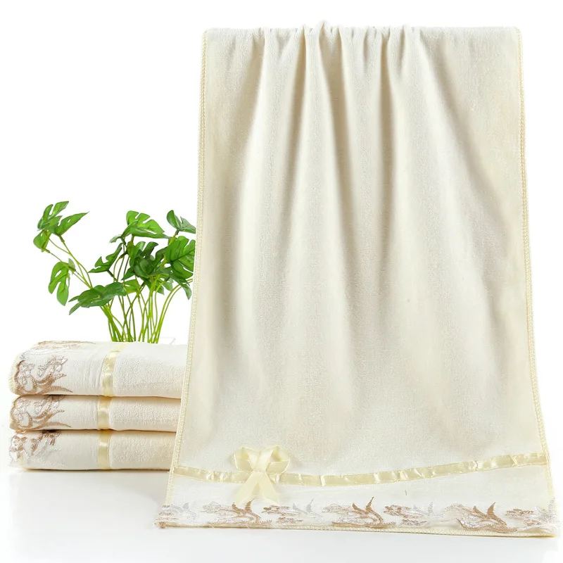 3pcs/set Microfiber Embroidered Towel Set Solid 2pcs 75x35cm Face Towel 1pc 140x70cm Bath Towel Quick Dry Towels Bathroom