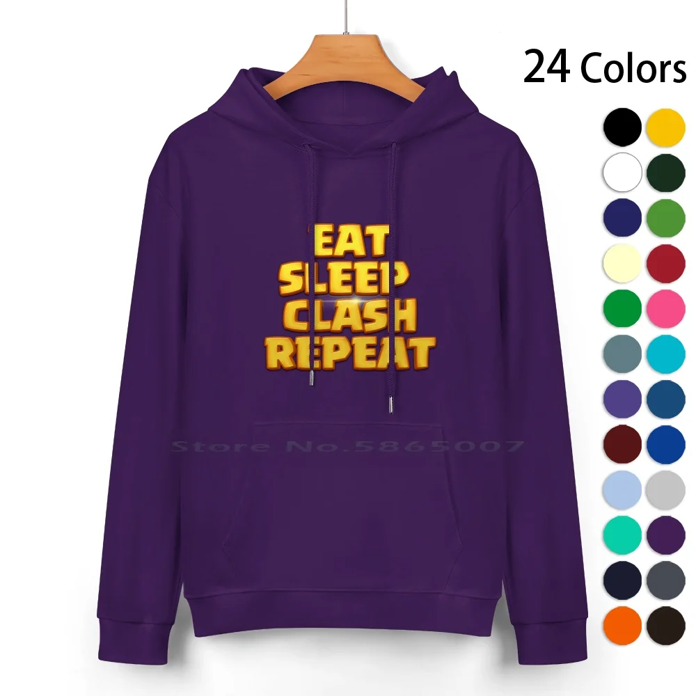 

Clash Of Clan Pure Cotton Hoodie Sweater 24 Colors Funny Coc Games Cool Gaming Eat Sleep Clash Repeat Hog Rider Quote Cute