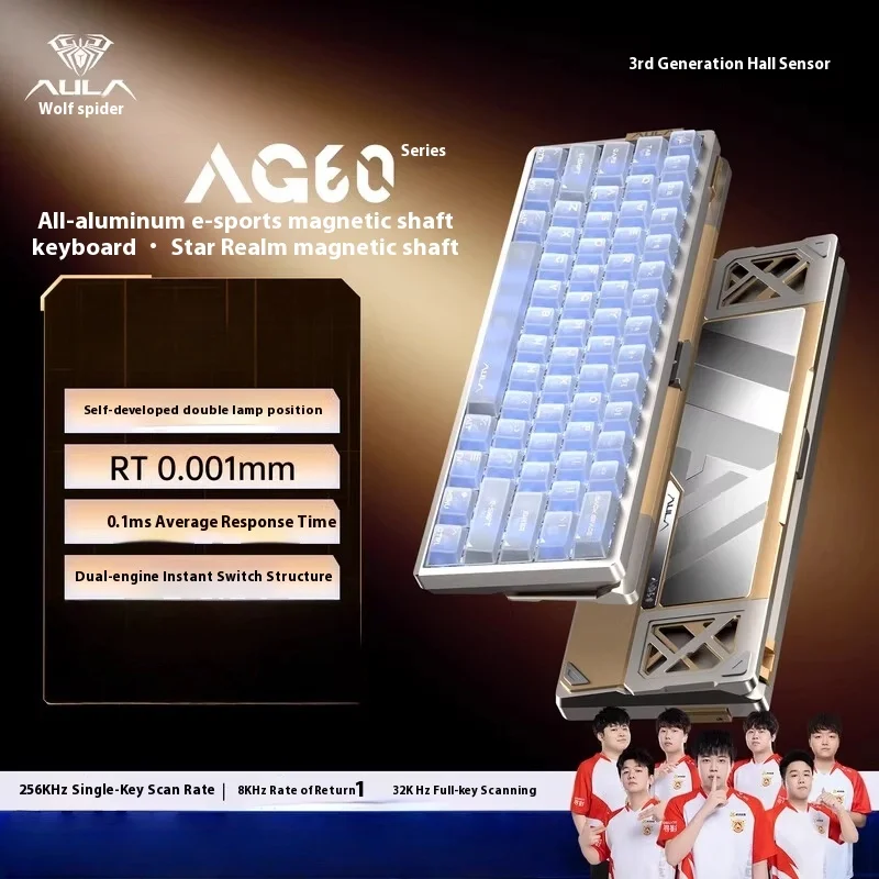 

Проводная механическая игровая клавиатура Aula Ag60, настраиваемая полностью алюминиевая высокопроизводительная магнитная ось для киберспорта и игр FPS
