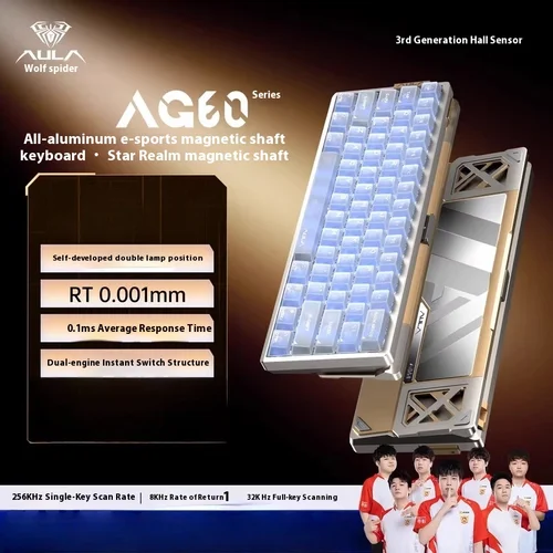 Imagen 2 del producto Aula AG60 Teclado mecánico para jugar con cable Eje magnético de alto rendimiento de aluminio completo personalizable para juegos Esports y FPS