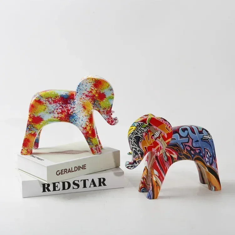 

Resin crafts colorful animal elephant ornaments desktop ornaments abstract creative decorative home ornaments