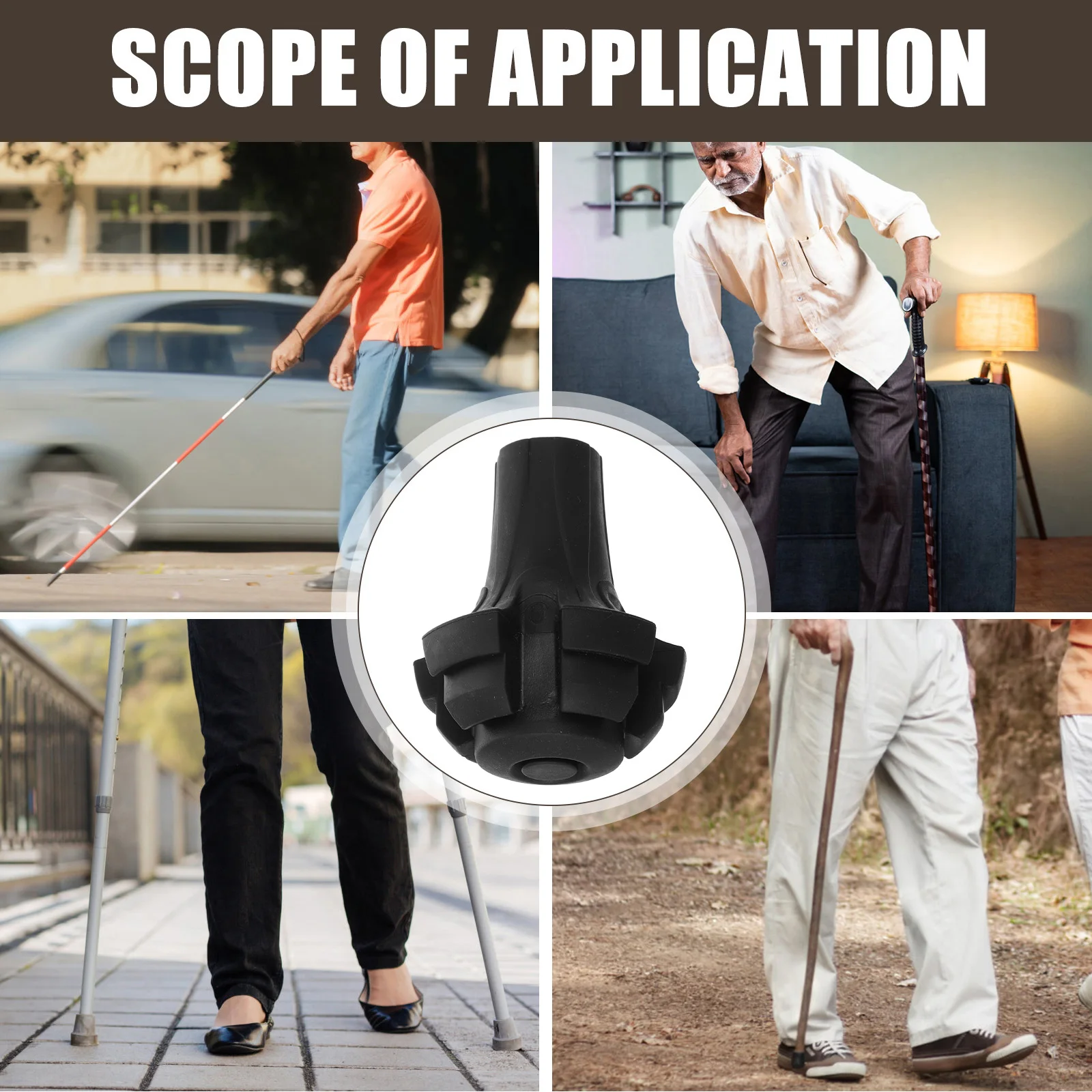 

6pcs Trekking Pole Replacement Non-Slip Rubber Walking Stick Protectors Shock Absorption Hiking Accessories Cane Replacement