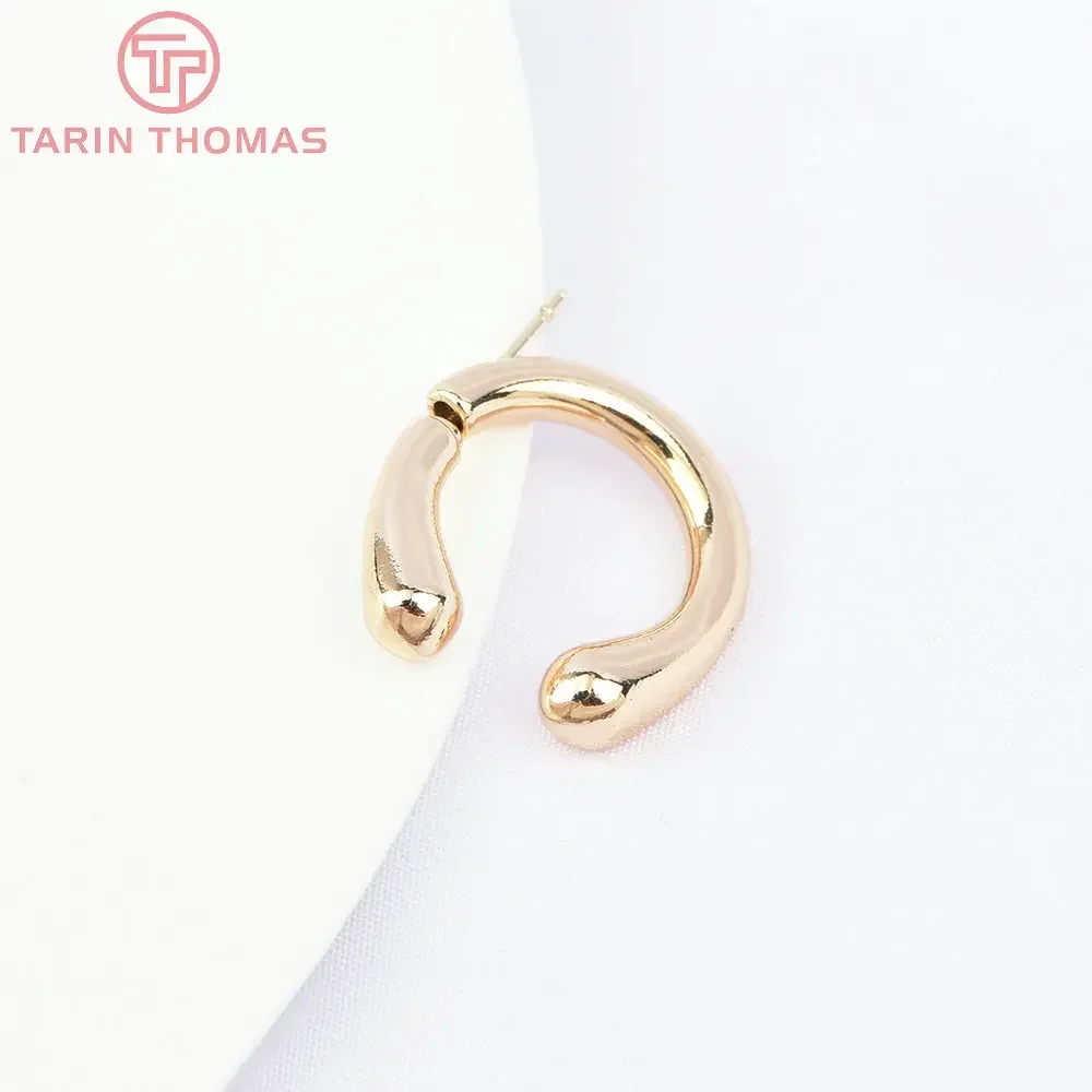 (7087) 2PCS 19x18MM 24K Gold Color Brass U Shaped Stud Earrings High Quality Diy Jewelry Findings Accessories Wholesale