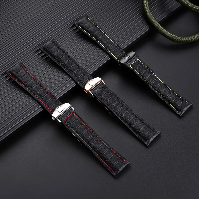 22mm Bracelet For Heuer F1 Racing WatchBand Aquaracer 300 Folding Buckle Carrera Watch Belt NEW TAG Heuer Leather Watch Strap