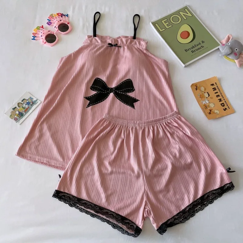 

Pajama Pants Set Women's Clothing Homewear Two-piece Set Summer New Suspenders Comfortable Casual Stylish Large Size KOREAN