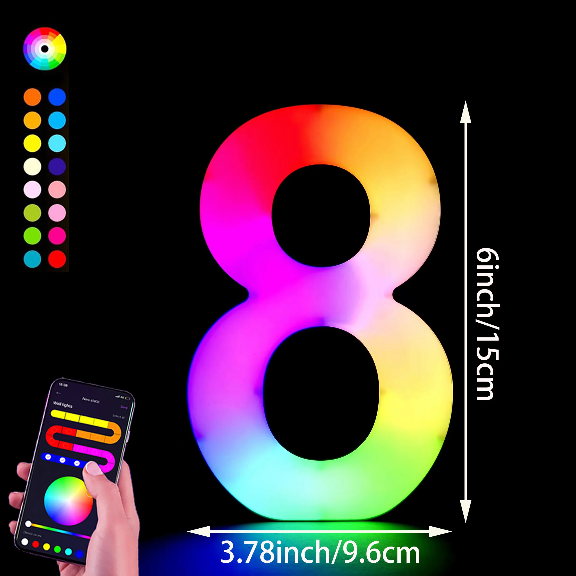 1PC Smart LED Letter Light - DIY RGB Marquee App Controle Muziek Sync Indoor Sign Game Holiday Party Bruiloft Afstuderen Seizoen A-Z