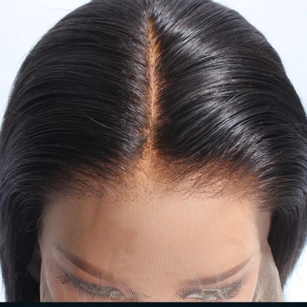 Natürliche schwarze brasilianische glatte Echthaarperücken 13x4 HD Lace Front 360 Full Lace vorgezupft 250 Dichte für Frauen