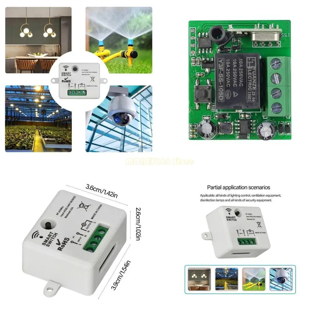 F62C 315mhz 433mhz AC110V 220V LED Light Controls with Long Ranges RF Remote Functionality