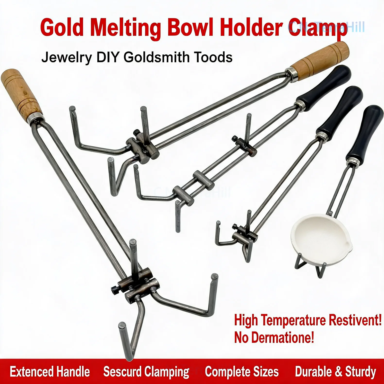 Crucible Tongs Heat Resistant Extended Thickened Jewelry Making Metal Melting Casting Clamp Firm Grip