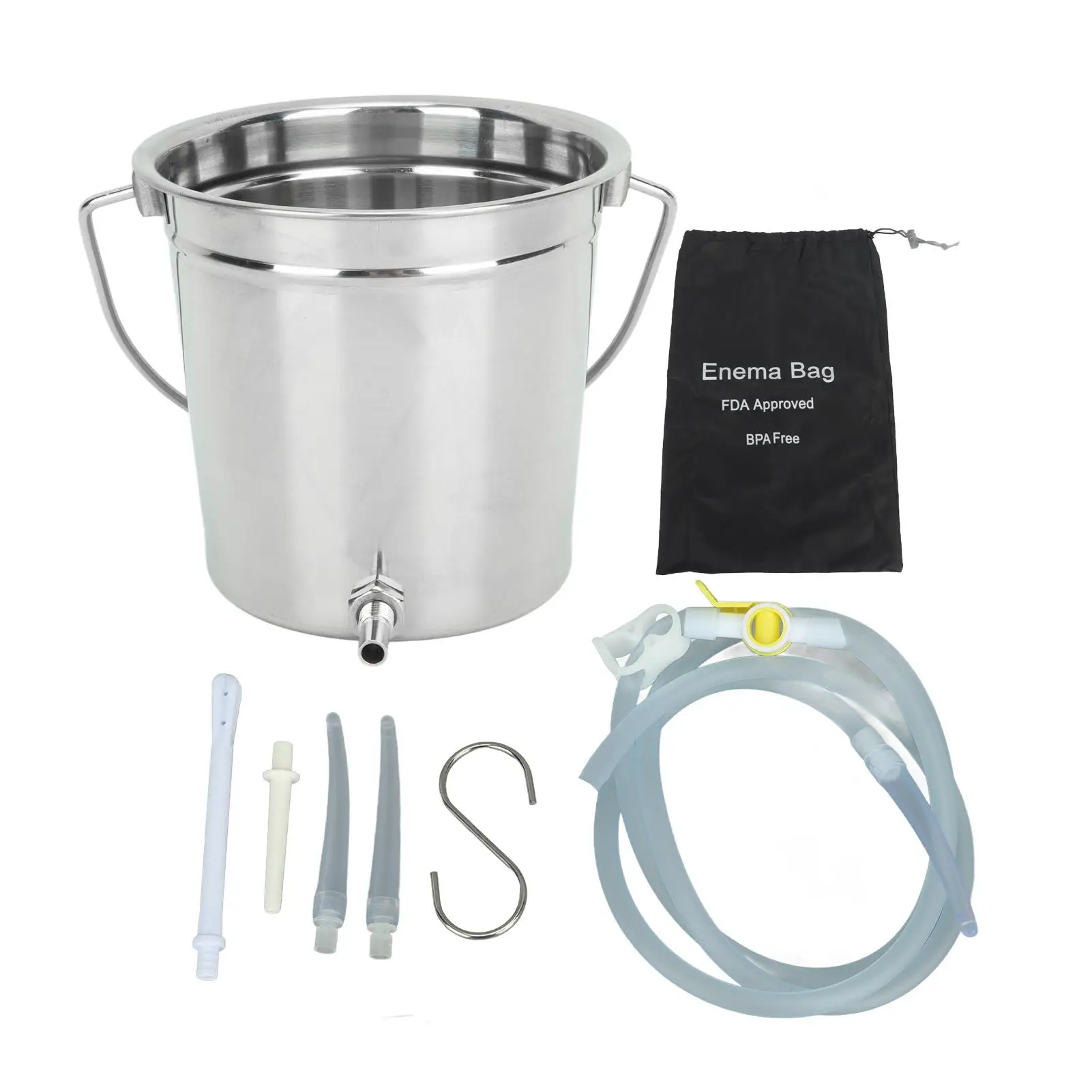 

Stainless Steel Enema Bucket Kit for Colon Cleansing - Easy for home Constipation Relief & Health Maintenance