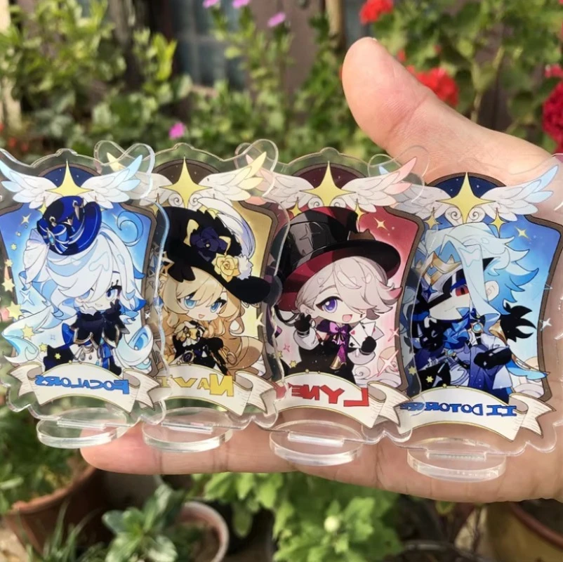 8cm Game Yuan Shen  Acrylic Stand Plate Prop The Doctor Knave Arlecchino Lyney Neuvillette Cosplay Accessories Figure Ornament