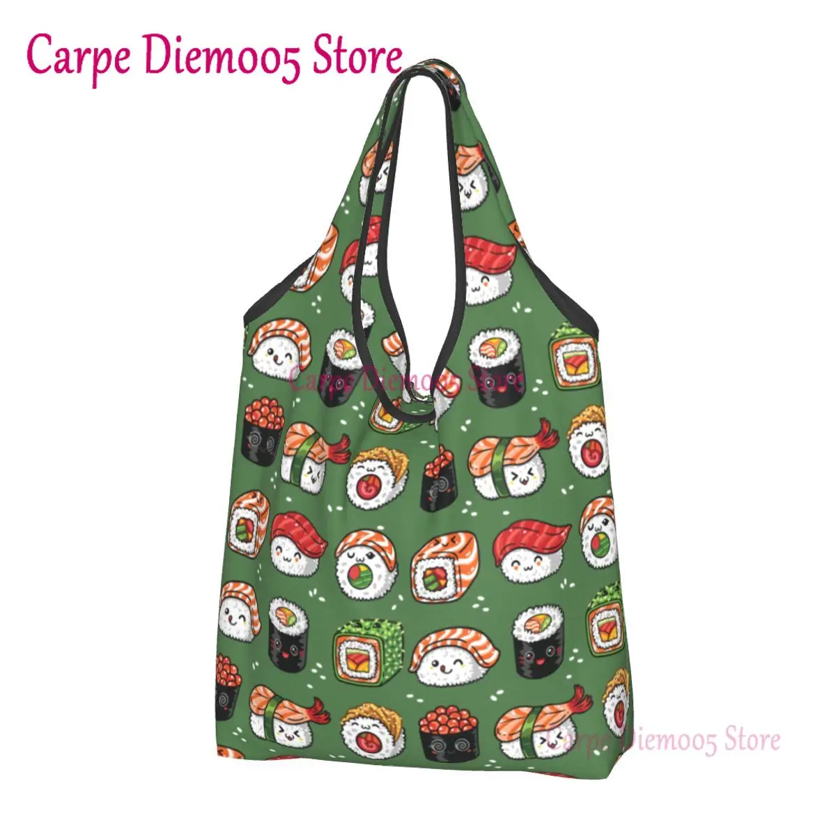 Cute Kawaii Japan Sushi Shopping Tote Bag Portable Cartoon Anime Manga Groceries Shopper Shoulder Bag