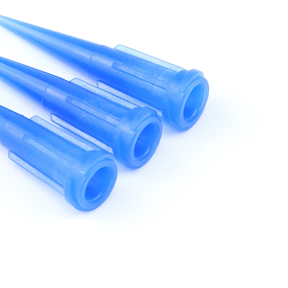 100/300/500 Stück 22G TT Kunststoff-Tapered-Pinhead-Flüssigkeitsspender-Nadeln, blaue Kunststoff-Gle-Nadeln, zum Nachfüllen von Klebstoffflüssigkeit – Detail 5